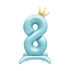 Balónek fóliový Stojící číslo 8 s korunkou světle modré 82 cm
