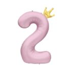 Balónek fóliový 82 cm světle růžový s korunkou číslo 2