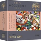 Dřevěné puzzle Vánoční kočky 501 dílků