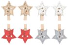 Hvězda dřevěná na kolíčku 4,5 cm (8 ks)