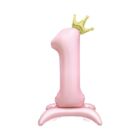 Balónek fóliový Stojící číslo 1 s korunkou světle růžové 82 cm