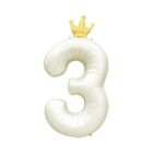 Balónek fóliový 82 cm světle krémový s korunkou číslo 3