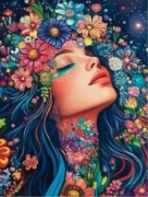 Diamantové malování Dívka v květinách