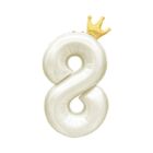 Balónek fóliový 82 cm světle krémový s korunkou číslo 8