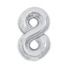 Balónek fóliový 85 cm stříbrný číslo 8