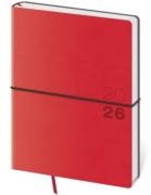 Týdenní diář 2026 B6 Flexio červený s gumičkou
