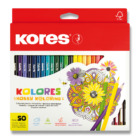 Kores Trojhranné pastelky KOLORES Mandalas pro antistresové omalovánky 3 mm 50 barev