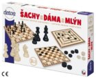 Šachy a dáma - společenská hra / dřevěné figurky a kameny v krabici