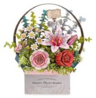 3D Dřevěná skládačka: Košík s květinami