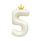 Balónek fóliový 82 cm světle krémový s korunkou číslo 5