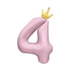 Balónek fóliový 82 cm světle růžový s korunkou číslo 4
